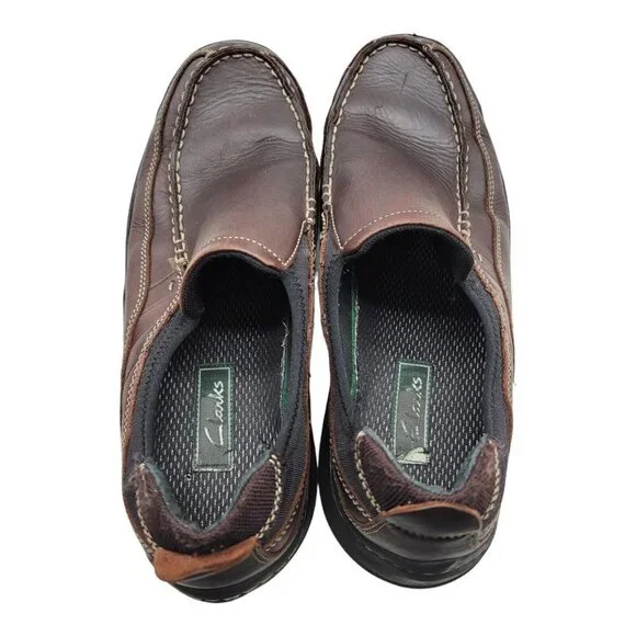 Clarks Shoes Mens Sz 9.5W Loafers Brown AXL 82214 Leather Slip-On Moc Toe NWOT Nike SB Zoom Janoski Premium Bronze Gum Shoe Size 8.5  main image 2